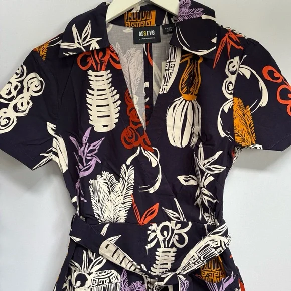 NWT Anthropologie Maeve Short-Sleeve Linen Tie-Waist Midi Dress XS - Picture 11 of 17